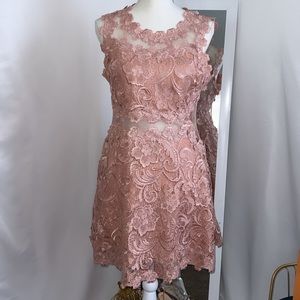 Rose pink lace dress
